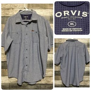 Orvis Classic Collection Shirt Men’s XL Blue Short Sleeve Lightweight Hiking